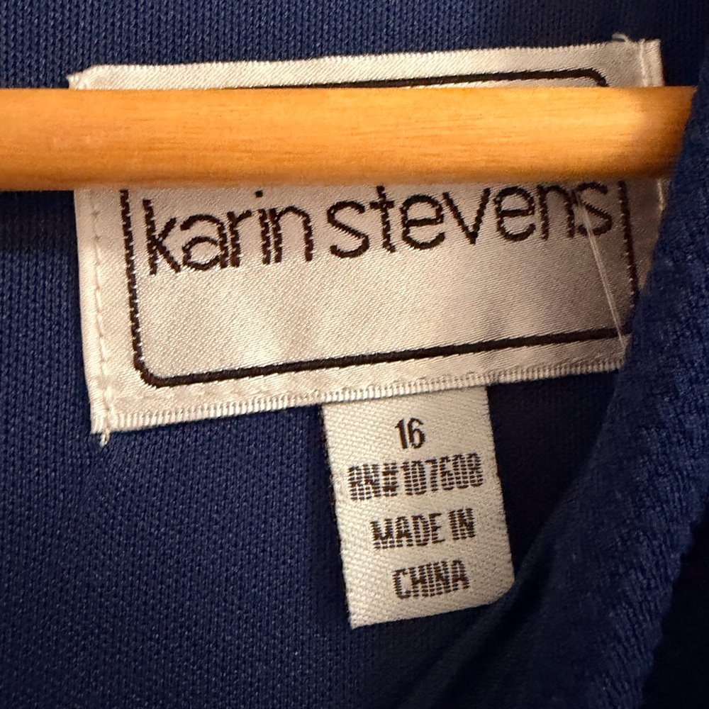 Karin Stevens Navy Blue Midi Dress with Belt - Picture 8 of 8